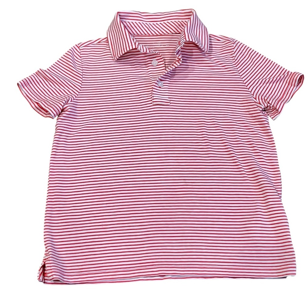 Vineyard Vines,  Boy’s Nantucket Red and White Striped Polo Shirt, Size 7